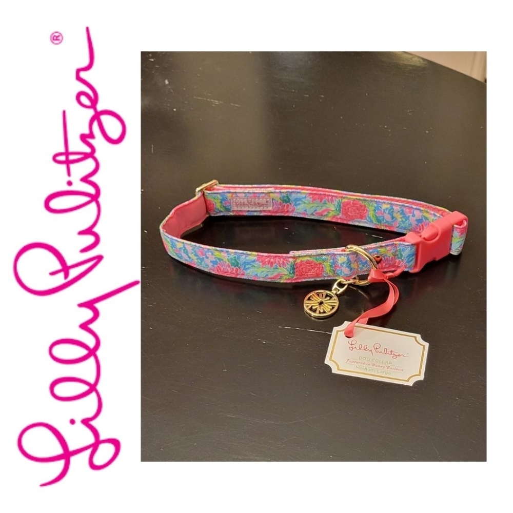 NWT Lilly Pulitzer M/L Dog Collar Bunny Business